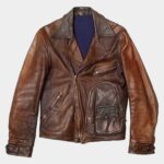 1920s Vintage D Pocket Wax Distressed Leather Jacket for Men