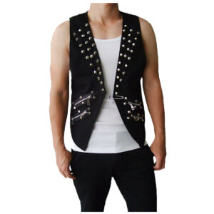 Mens Vest Rivet Slim Fit Jacket Waistcoat