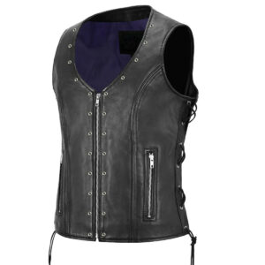 Punk Bikers Eyelet Leather Waistcoat