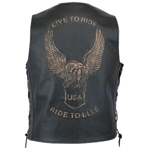 Men Classic Embossed Eagle Motorcycle Waistcoat