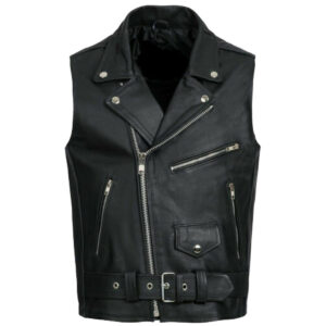 Men Classic Brando Motorcycle Leather Vest