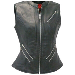 Womens Genuine Cowhide Leathers Motorcycle Vest
