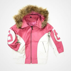 Pink and White 8 Ball Parka Jacket with Hood