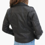 Adorable Quilted Black Leather Kids Jacket - Image 2