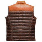 Authentic Brown Bubble Leather Down Vest for Men - Image 2