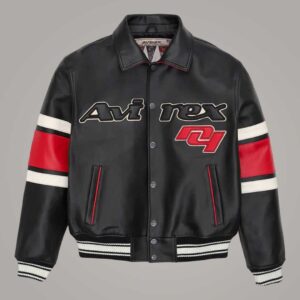 Avirex The Legend Black Letterman Leather Jacket