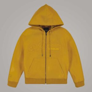 Avirex Yellow Nappa Leather Flight Jacket with Hoodie American Style