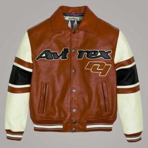Avirex Brown Sheepskin Leather Flight Bomber Jacket for Men