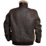 B3 RAF Aviator Brown Bomber Leather Jacket with Fur - Image 3