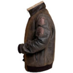 B3 RAF Aviator Brown Bomber Leather Jacket with Fur - Image 5