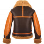 B3 RAF Brown Sheepskin Bomber Shearling Two Tone Leather Jacket - Image 2