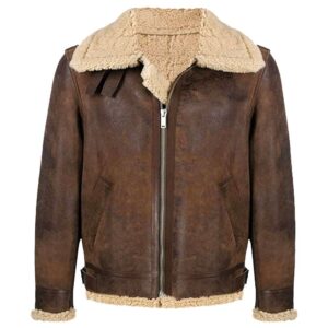 B3 Vintage Shearling Bomber Wax Leather Jacket