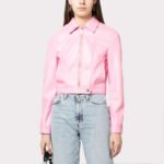 Baby Pink Barbie Summer Leather Jacket for Women