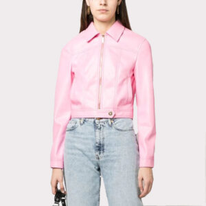 Baby Pink Barbie Summer Leather Jacket for Women