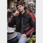 Deadshot Red and Black Biker Motorcycle Leather Jacket for Men - Image 4