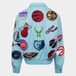 NBA Team Logo Patch Varsity Leather Jacket Lakers Bulls Knicks Warriors Streetwear Bomber Jacket - Image 2