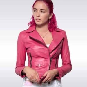 Barbie Pink Leather Moto Jacket for Women