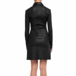 Genuine Leather Elegant Party Mini Dress For Women - Image 4