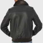 Black Cowhide Leather Aviator Jacket for Men - Image 2