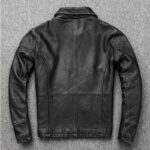 Black Distressed Vintage Motorcycle Cafe Racer Jacket - Image 2