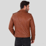 Black Lambskin Biker Leather Jacket - Image 5