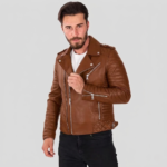 Black Lambskin Biker Leather Jacket - Image 6