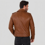 Black Lambskin Biker Leather Jacket - Image 7