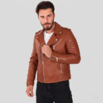 Black Lambskin Biker Leather Jacket - Image 4