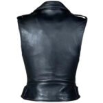Black Leather Biker Vest for Women - Image 2