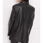 Black Leather Blazer for Women - Image 2