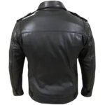 Black Leather Jacket with Epaulettes - Image 2