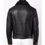 Black Leather Trucker Jacket for Men - Image 3