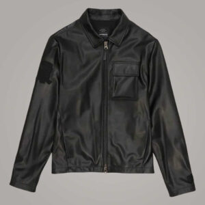 Black Aviator Shirt Style Avirex Leather Jacket