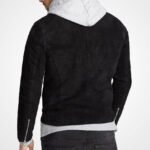 Men's Black Suede Leather Biker Jacket - Image 2