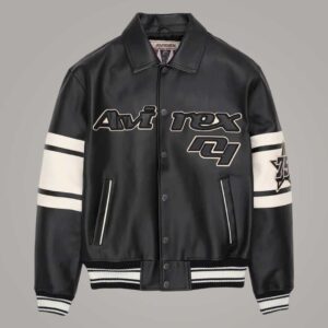 Black and White Brooklyn Letterman Leather Jacket