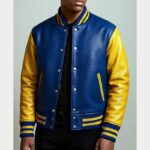 Blue and Yellow Leather Varsity Jacket
