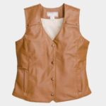 Women's Camel Leather Western Vest - Image 3