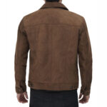 Brown Leather Trucker Jacket for Men - Image 4