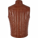 Brown Men's Quilted Puffer Leather Vest - Image 3