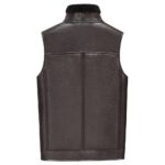 Brown Shearling Sheepskin Leather Vest for Men - Image 2