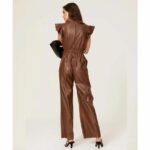 Brown Sheepskin Leather Jumpsuit For Women - Image 2