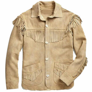 Brown Western Suede Leather Jacket For?Men?With Fringes