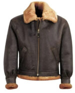 Brown Classic B-3 Sheepskin Leather Bomber Jacket
