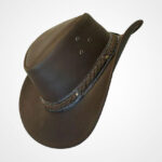 Brown Genuine Leather Braided Hat - Image 2