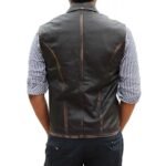Brown Leather Vest for Men - Western Cowboy Style - Image 2