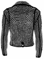 Premium Womens Gothic Punk Silver Studded Leather Jacket in Black - Image 2