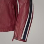 BMW Maroon Leather Cafe Racer Jacket - Image 4