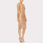 Camel Cutout Leather Dress for Women - Sizzling Style - Image 2