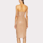 Camel Cutout Leather Dress for Women - Sizzling Style - Image 3