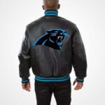 Carolina Panthers Black Leather Jacket for Men - Image 2